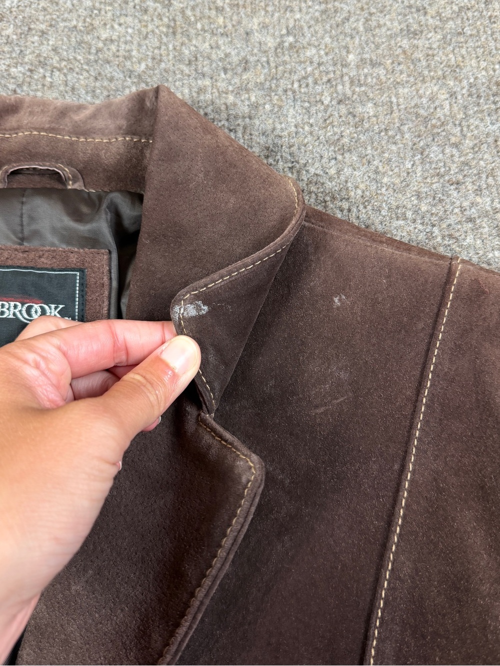 Vintage Outbrook Brown Suede Leather Western Fringe Trim Jacket Women’s Large - Picture 7 of 12